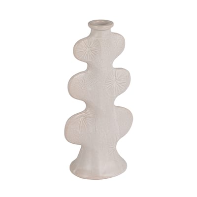 Stoneware Sculptural Taper Holder with Design - 5" L x 3" W x 10" H