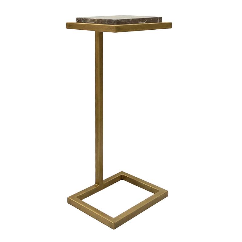 SIlver Orchid Brown and Gold Polished Marble Accent Table