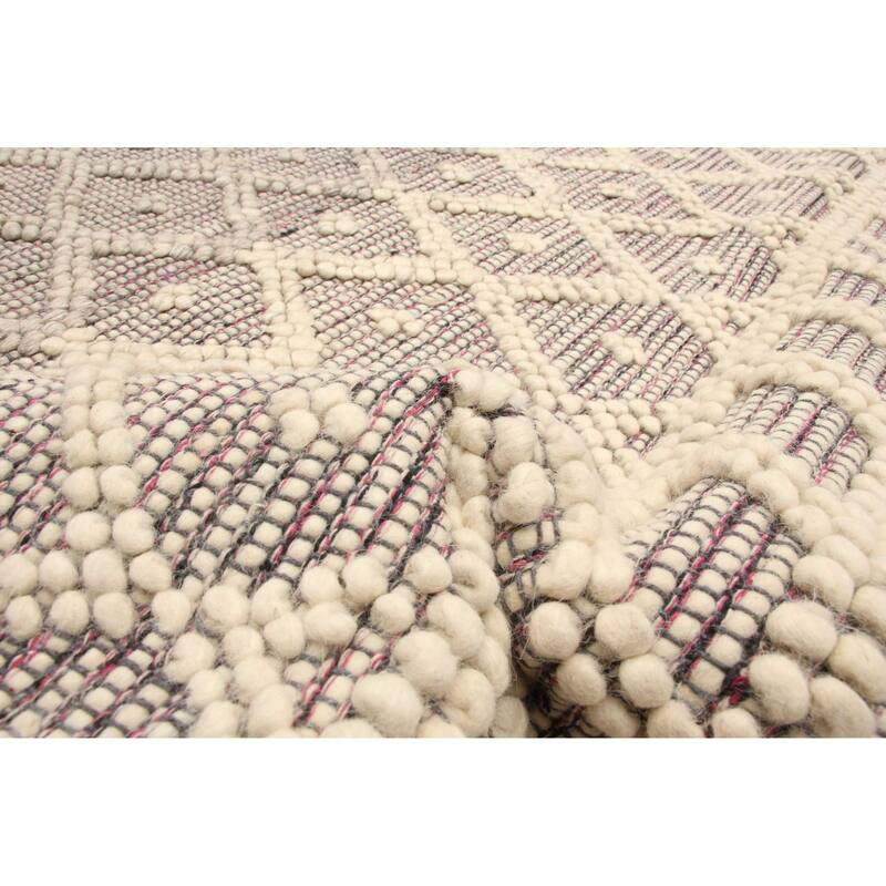 ECARPETGALLERY Braid weave Sienna Grey Wool Rug - 5'1 x 8'2