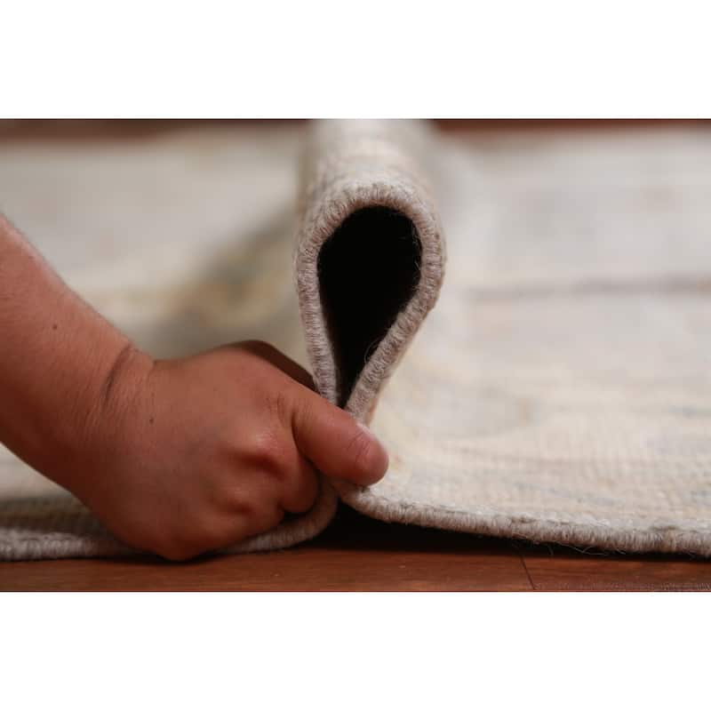 Hand Knotted Oriental 100% Wool Carpet Transitional All-Over Greys & Charcoal Oushak Area Rug - 12' 9'' X 8' 10''