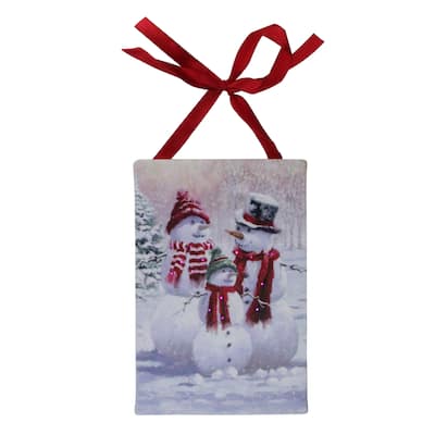 6"X4" Multicolor Led Fiber Optic Snowman Family Winter Scene Christmas Wall Art Decoration