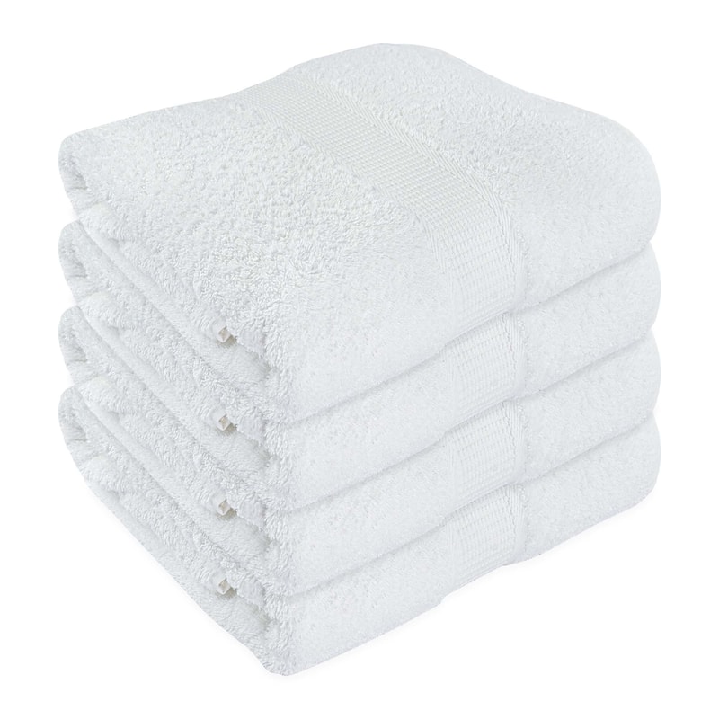 Large Bath Towel - Ultra-Absorbent Natural Cotton Bath Sheet Towel for Bathroom - 35 x 70 Inches Thick Luxury Bath Towel - White - Pack of 4