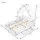 preview thumbnail 4 of 22, Wood Queen Size House Bed, Kids Platform Bed Frame with Guardrail Headboard, Modern Storage Bed with 2 Drawers