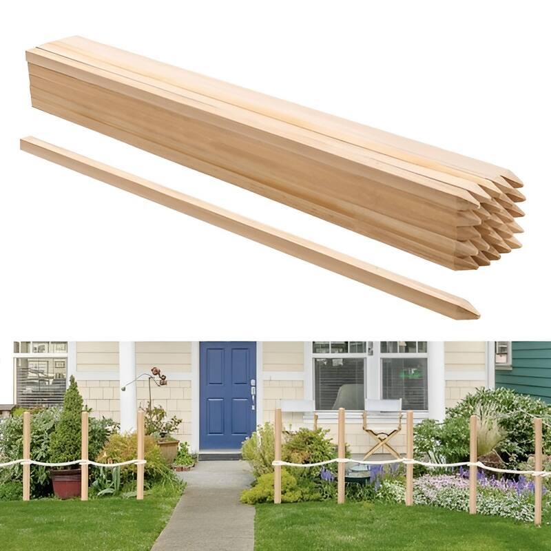 25-Piece Fir Wood Garden Stakes 36 Inch Sharp Point Plant Supports for Outdoor Gardening - 0.75” × 0.75” × 36”