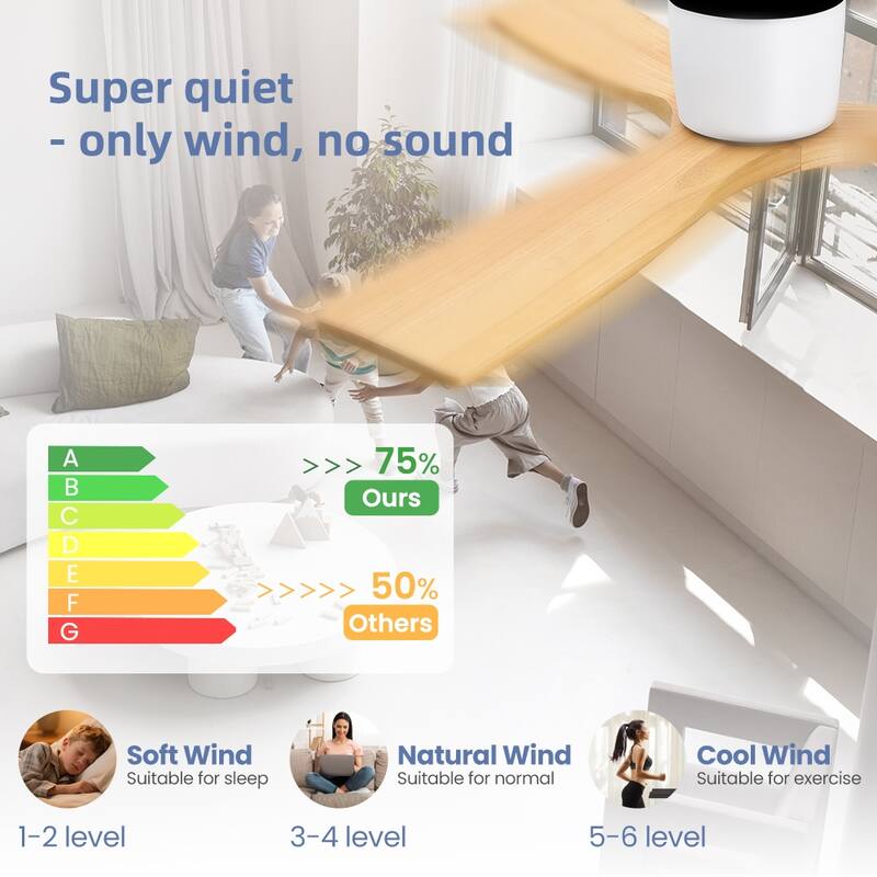 48Inch 3Blade Dc Motor Indoor Flush Mount Ceiling Fan With Remote