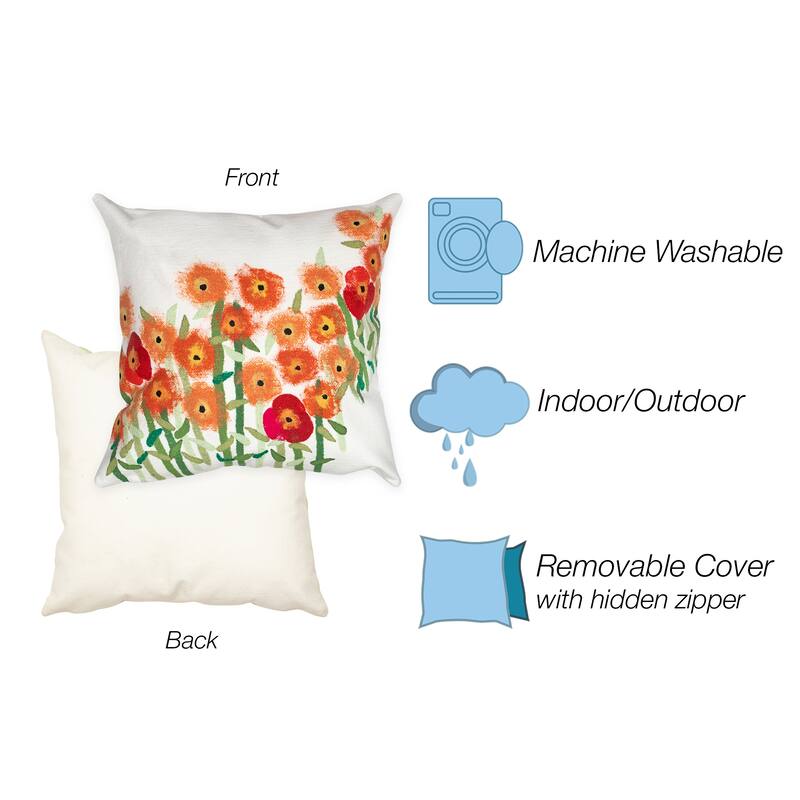 Liora Manne Visions III Poppies Indoor/Outdoor Pillow Red 20" Square