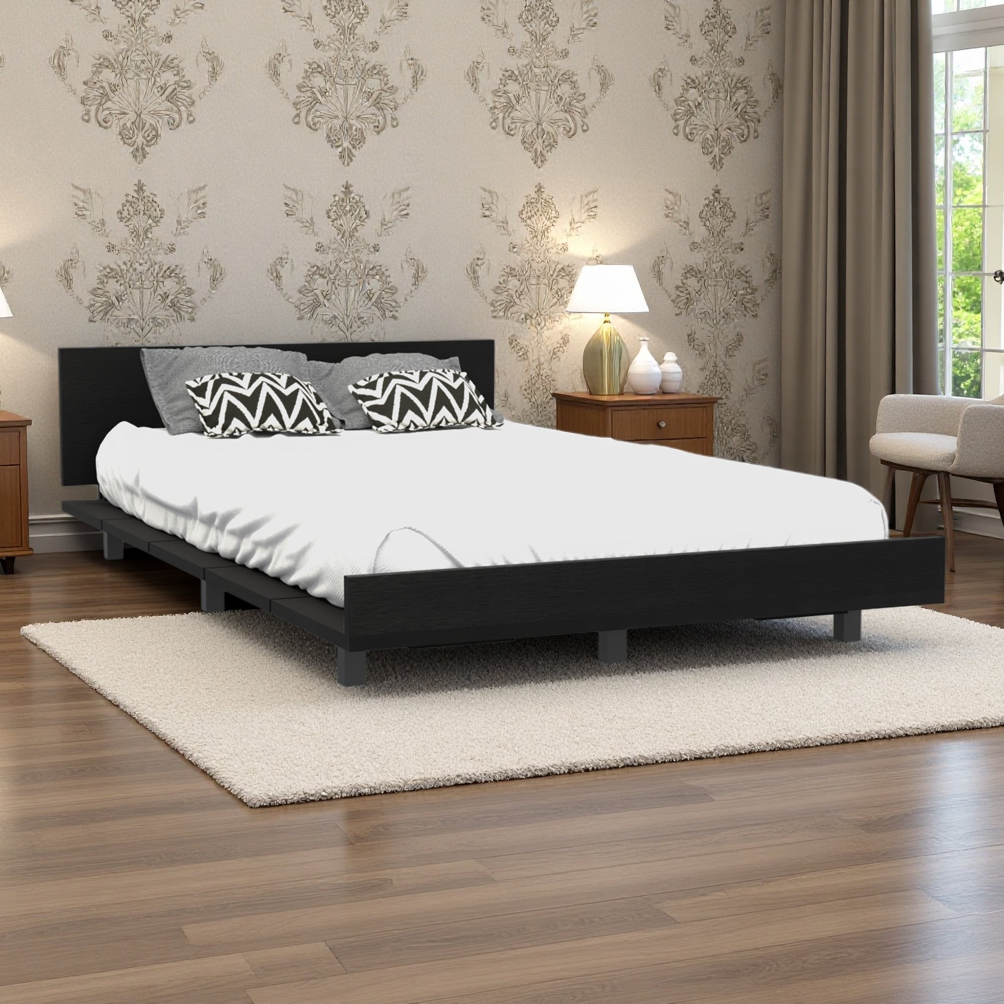 Twin Size Wood Platform Bed Frame with Platform Support and No Box Spring Needed
