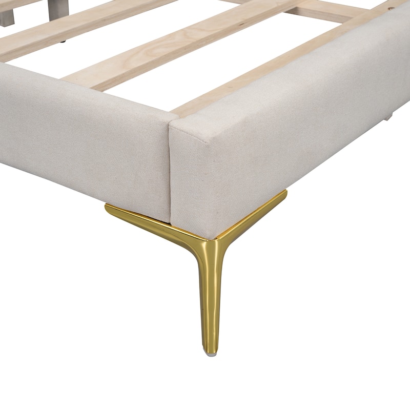 Full Size Modern Upholstered Daybed with Support Legs,Headboard and Armrest for Bedroom