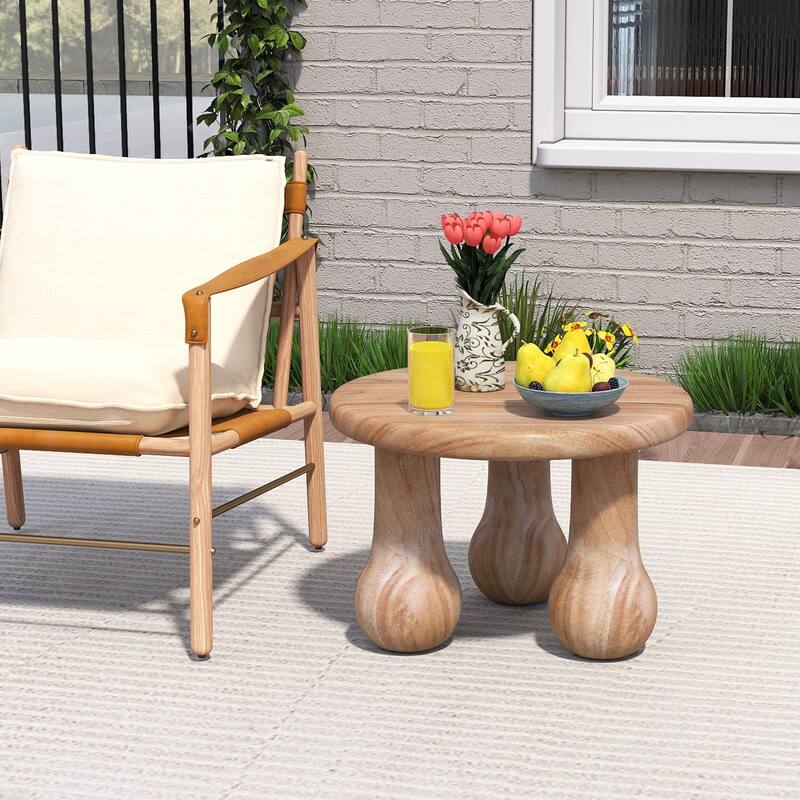 Gymax 2PCS 24'' Small Solid Mahogany Wood Coffee Table w/Thickened Top