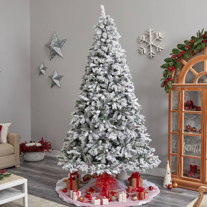 9Ft Artificial Christmas Tree with Lights - White River Mountain Pine Holiday Decor - 108
