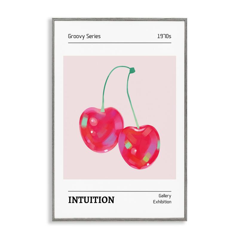 Stupell Intuition Phrase Cherries Framed Giclee Art Design By LSR Design Studio - 16 x 24 - Grey