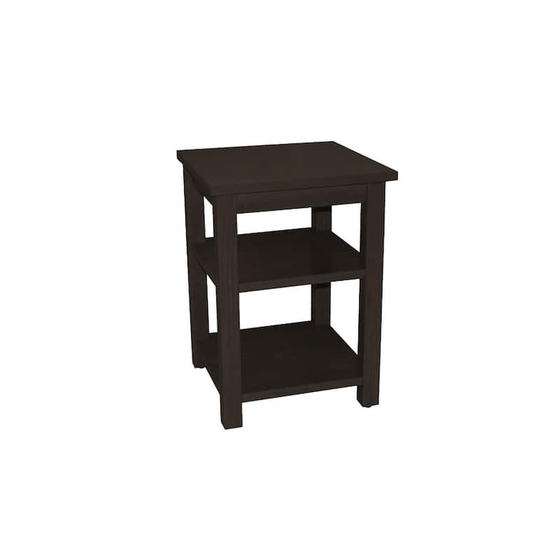 28-Inch Solid Wood Nightstand with 2 Open Shelves - Espresso