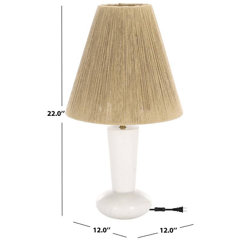 SAFAVIEH Lighting Andez Tropical Table Lamp 22-Inch Marble Base with Sisal Shade - 12"W x 12"D x 22"H