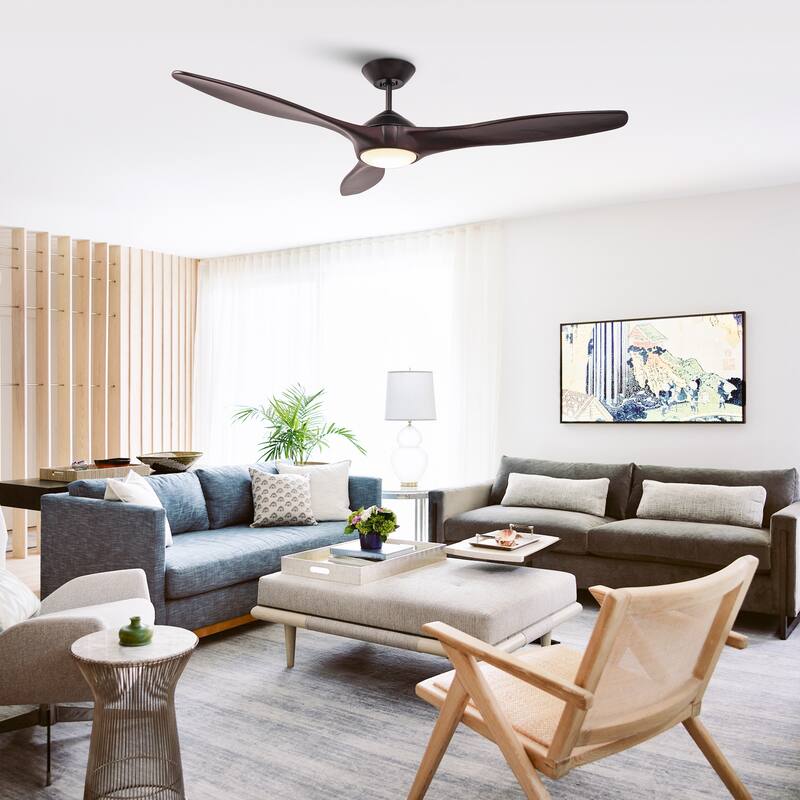 60" Oil Rubbed Bronze Large Ceiling Fan with Light and Wall Control - 60-inch W x 13.8-inch H