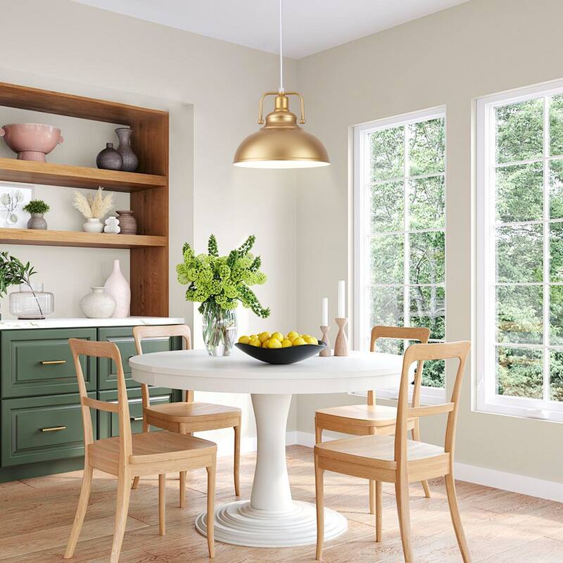 1 - Light Modern Industrial Plug-In Pendant Light with Metal Dome Lampshade