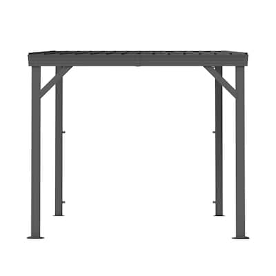 8'x 8' Lean to Gazebo with Upgraded Drainage System, Wall Mounted Gazebo Hardtop Galvanized Steel Sloping Roof