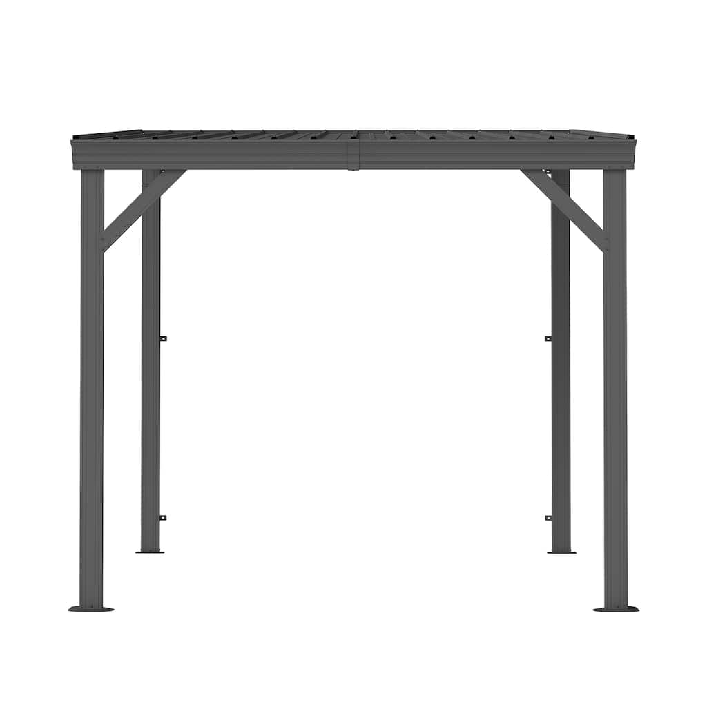 8'x 8' Lean to Gazebo with Upgraded Drainage System, Wall Mounted Gazebo Hardtop Galvanized Steel Sloping Roof