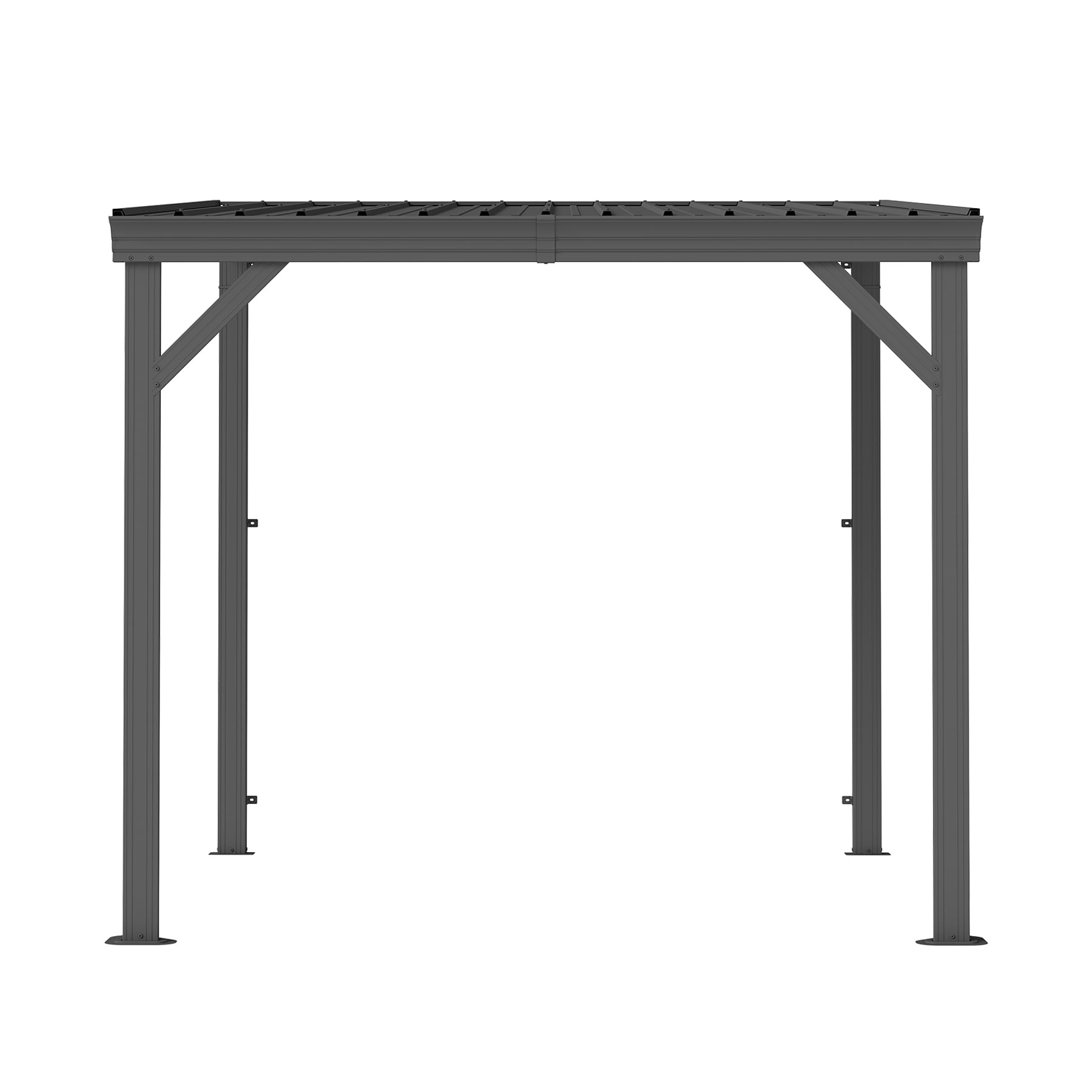 8x8 Wall Mounted Hardtop Gazebo with Sloped Steel Roof and Hidden Drainage