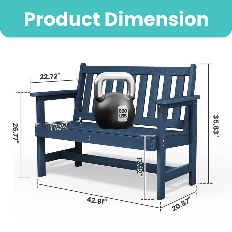 Outdoor 2-Person Garden Bench 42.92-in W x 35.83-in H