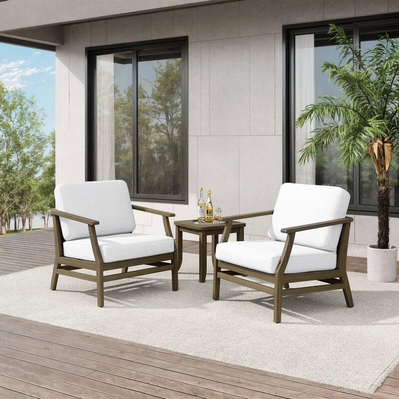 Teak Outdoor Bistro Set with Weather-Resistant Cushions (3-Piece Set)