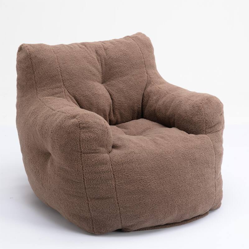 Coffee Teddy Modern 39.37" Upholstered Bean Bag Chair with Memory Sponge for Living Room