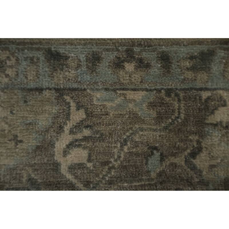 Hand Knotted Oriental 100% Wool Carpet Transitional Floral Greys & Charcoal Oushak Area Rug - 8' 7'' X 6' 0''
