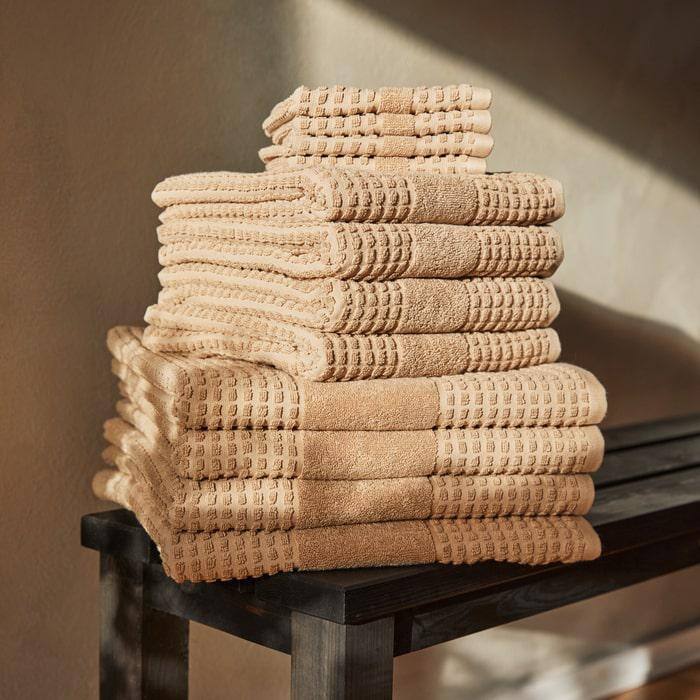 JUNA Check Towels, Sand