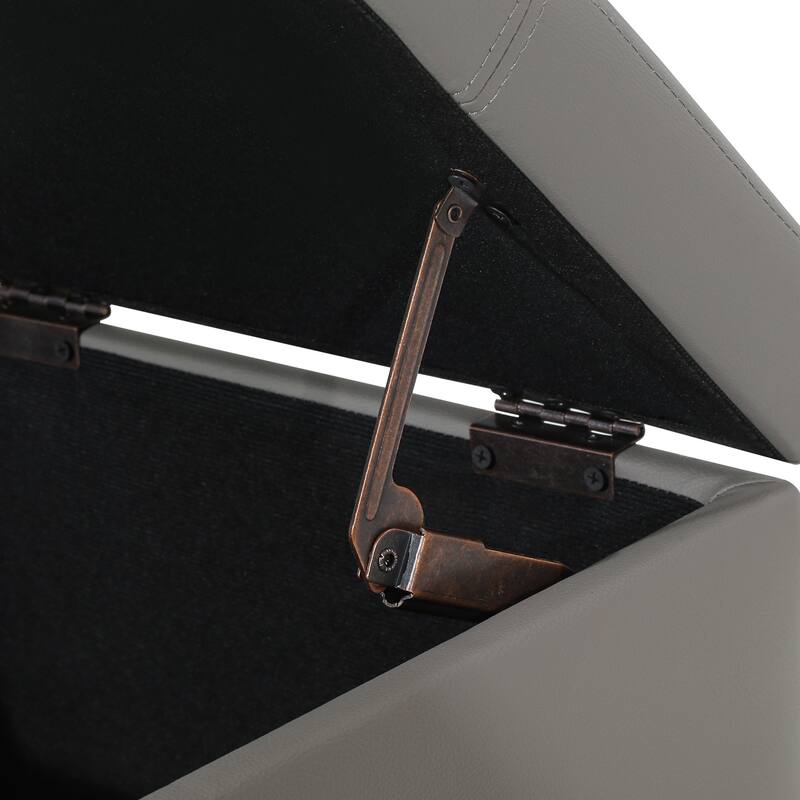 Adeco Square Tufted Storage Ottoman with Hidden Space