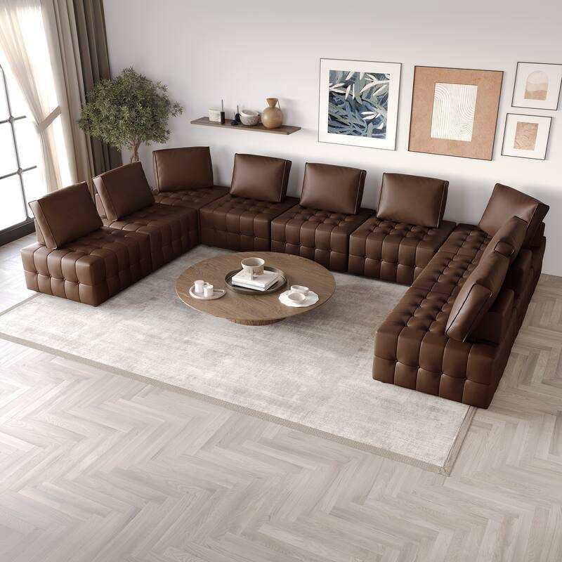 CraftPorch 9-Piece Elegance Button-Tufted PU Upholstered