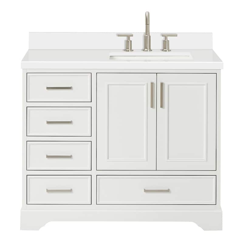 Ariel M043SRWQRVO Stafford 43" Free Standing Single Basin Vanity Set - White - Colored