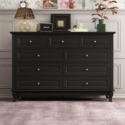 55.1"W 9-Drawer Dresser: Spacious and Sleek Design Chest Lacquer