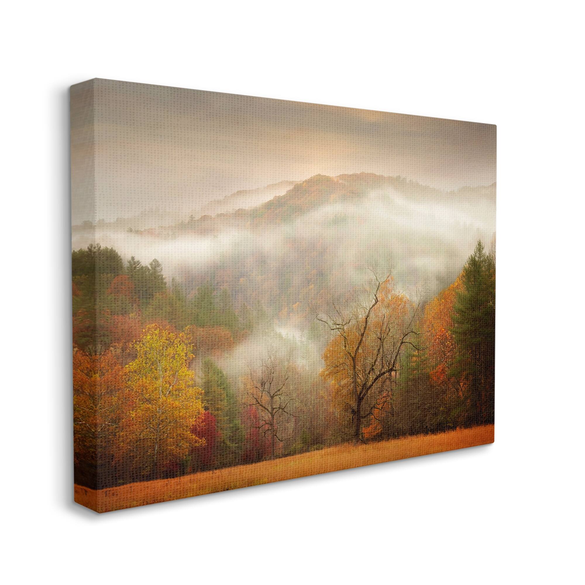 Stupell Foggy Autumn Morning Mountain Forest Landscape Orange Red