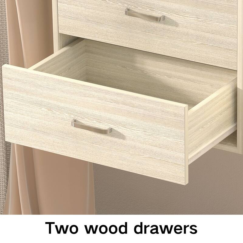 96'' Hanging Closet System with 3 Hanging Rod ＆ 3 Shelving Towers ＆ 2 Drawers,8FT Walk in Closet Organizer System