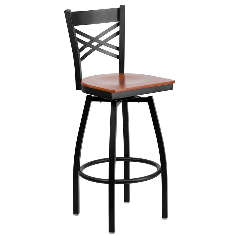 2 Pack ''X'' Back Swivel Metal Barstool - 16.5"W x 20.5"D x 44.5"H - 16.5"W x 20.5"D x 44.5"H