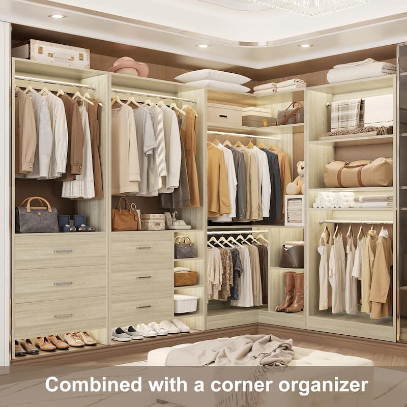 Cimly Set of 3 Closet System with 6 Drawers, 104'' Wide Freestanding Closet Organizer