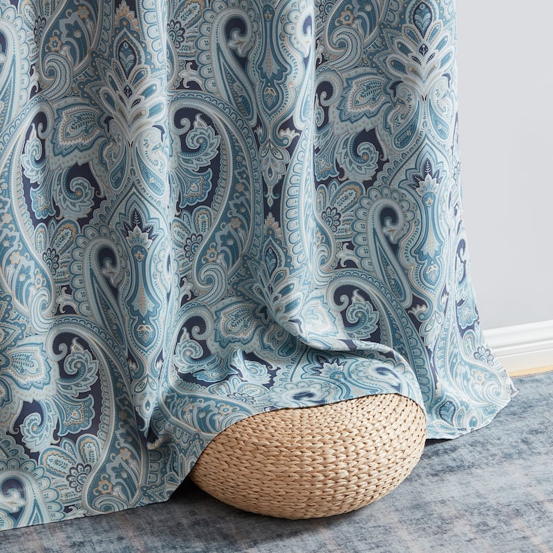 HLC.me Paris Paisley Print Light Reducing Filtering Grommet Window Curtain Panels - Set of 2