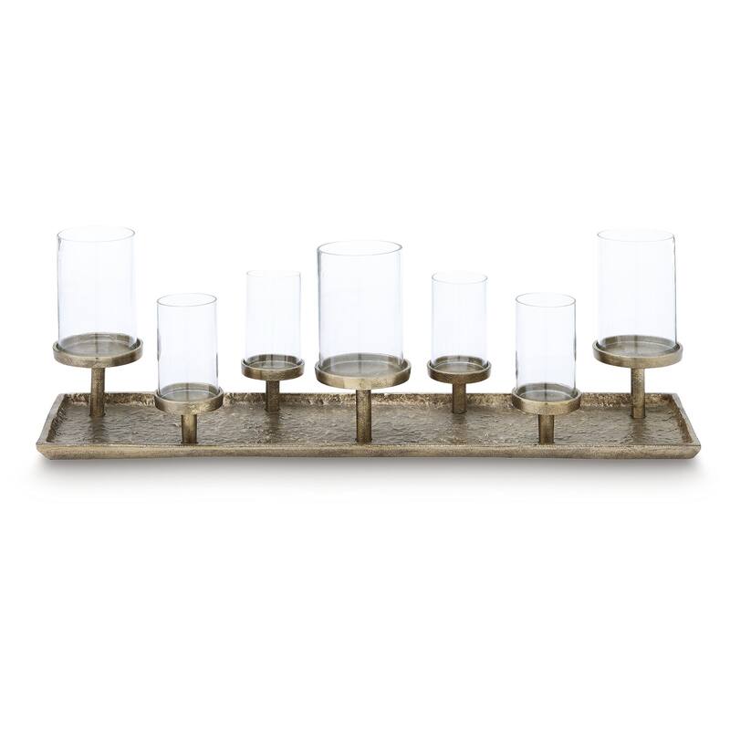 Signature Design by Ashley Wallmond Brown/Clear Candle Holder - 25.88" W x 6.63" D x 8.13" H