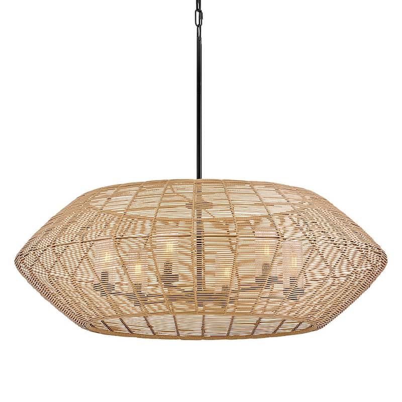Hinkley Lighting 10386 Luca 6 Light 42" Wide Outdoor Pendant - Black / Camel
