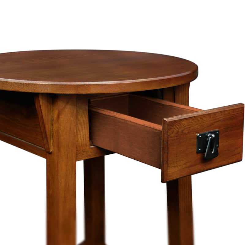 Leick Home Mission Round End Table with Drawer