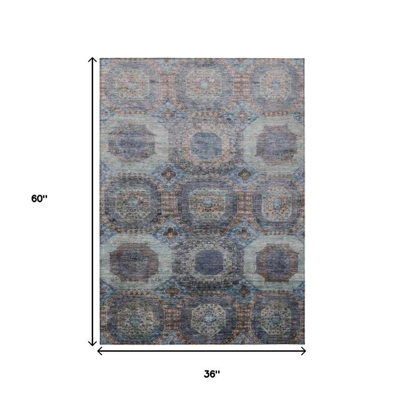 HomeRoots Medallion Transitional Rectangle Outdoor Rug