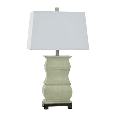 Sauga Cream Table Lamp - Traditional Brushed Polyresin Body - White Shade