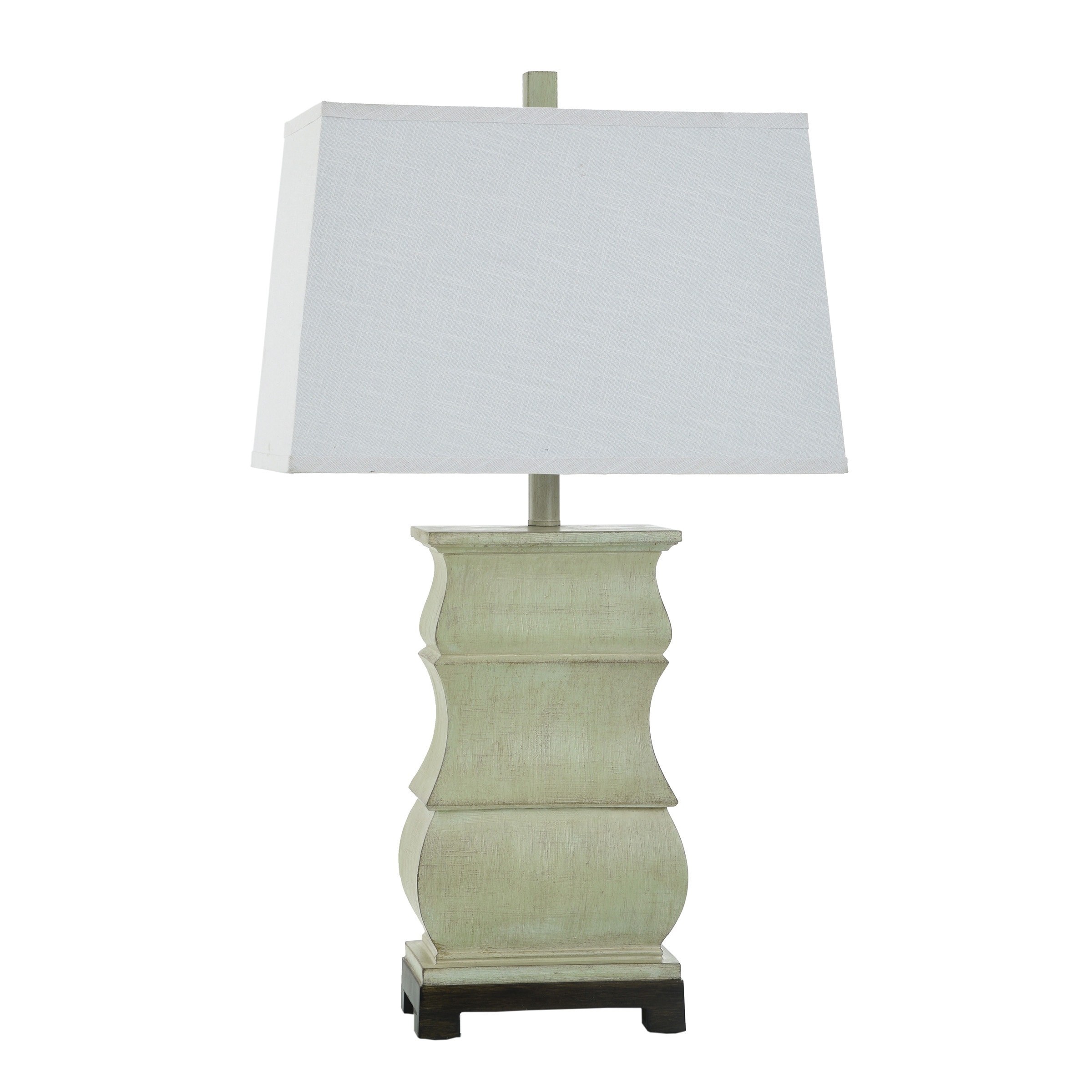Sauga Cream Table Lamp - Traditional Brushed Polyresin Body - White Shade