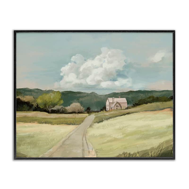 Stupell Road Leading Home Countryside Mountain Landscape Framed Giclee Texturized Art by Ziwei Li - 16 x 20 - Black