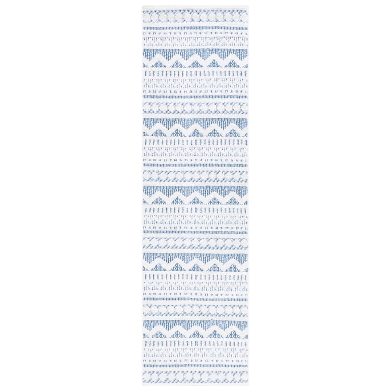 SAFAVIEH Alamo Farkhondeh Rustic Moroccan Rug - 2'2" x 8' Runner - Blue/Ivory