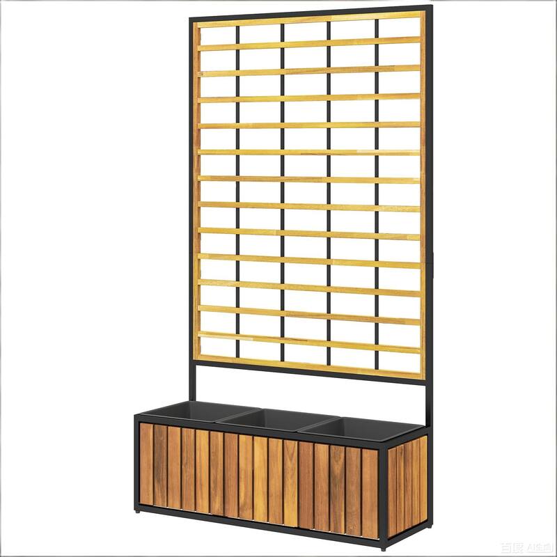 Outdoor Wood Planter Box Planter Pot with Trellis and Drainage Design