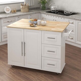 Kitchen Island with Spice Rack and Extensible Solid Wood Table Top ...