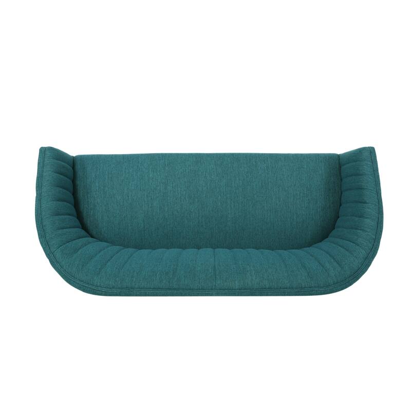 2-Seater Sofa Couch Minimalist Loveseat with Curved Backrest, Leisure Sofa Couch with Wood Legs for Living Room