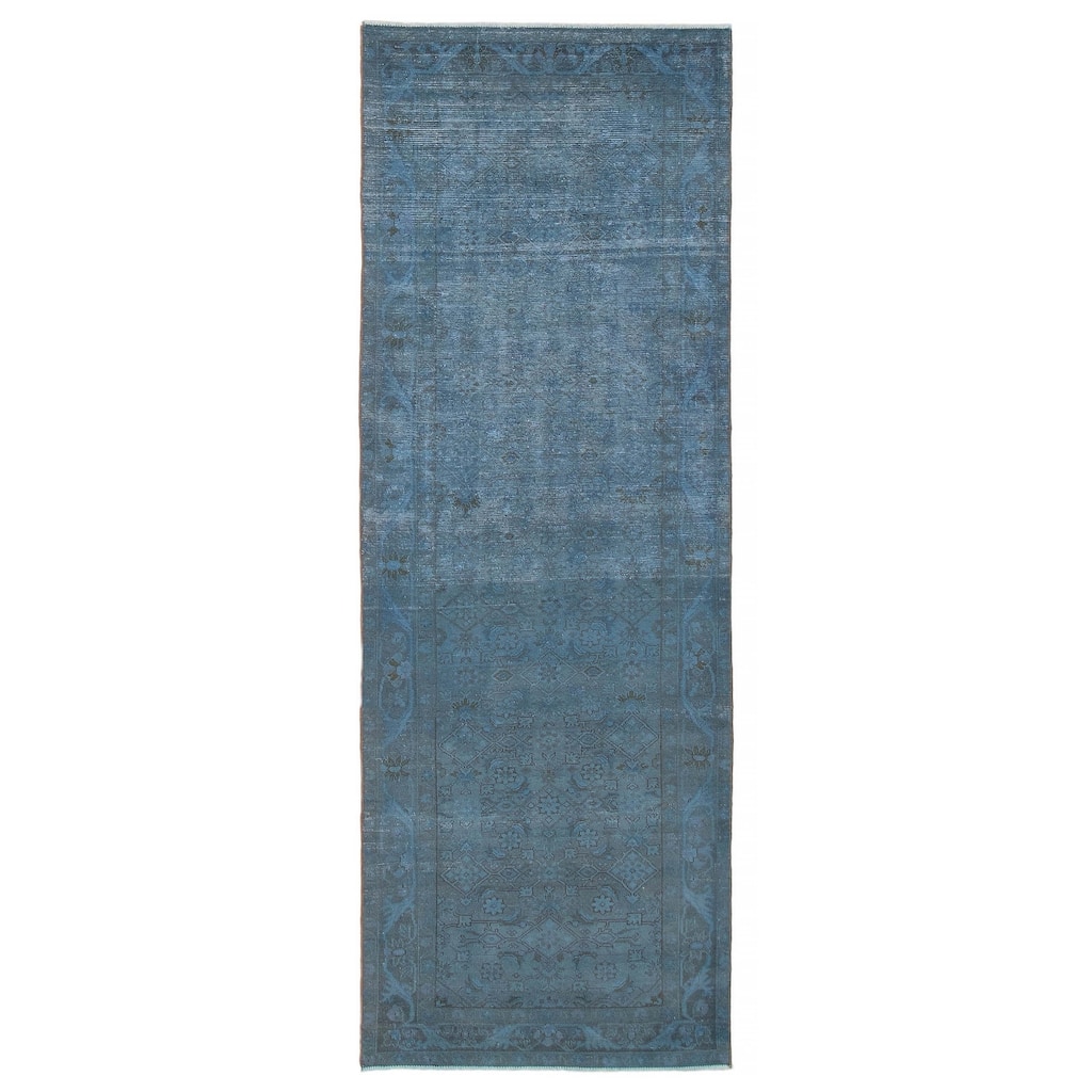 ECARPETGALLERY Hand-knotted Color Transition Sky Blue Wool Rug - 3'6 x 9'8