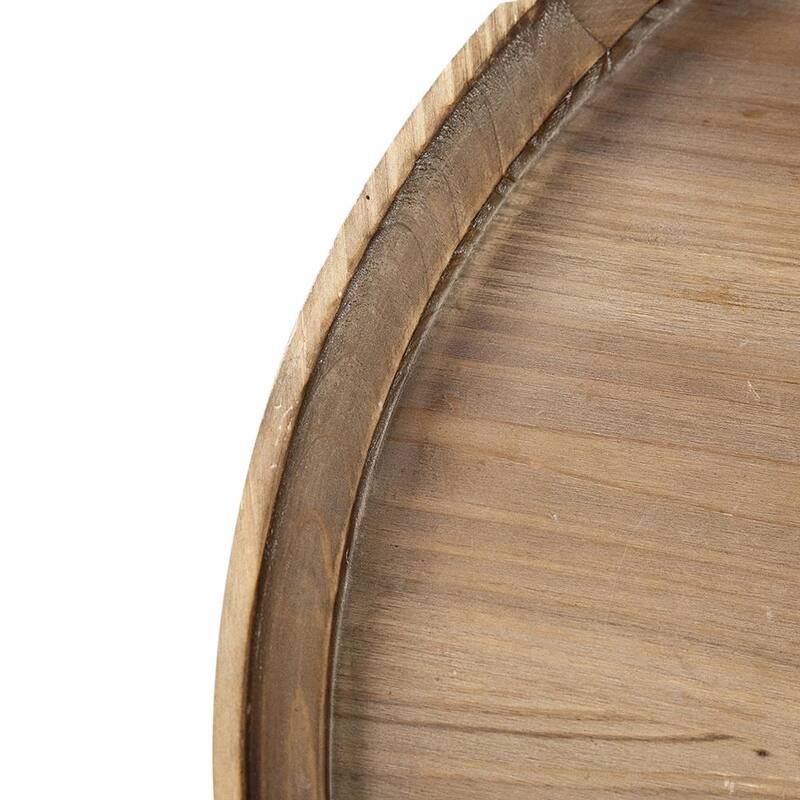 Round 3-Tiered Side Table, Natural Wood End Table