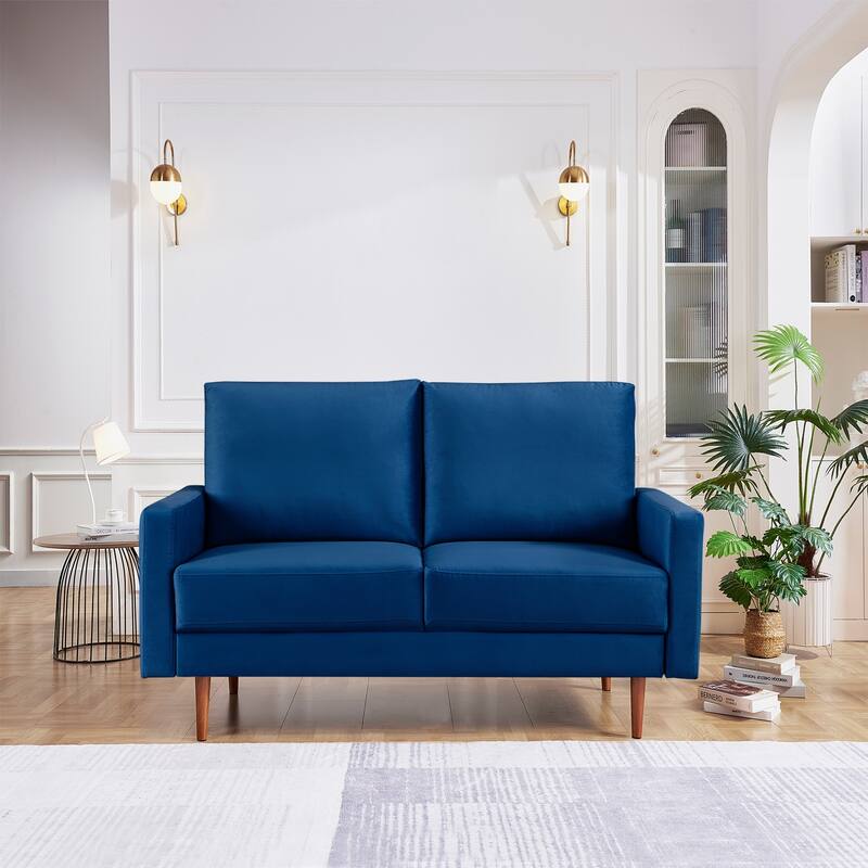 57 Inch Wide Upholstered Loveseat with Square Arms - N/A